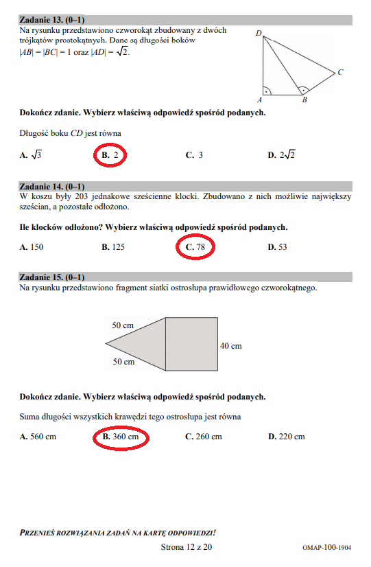 Próbny Egzamin ósmoklasisty Z Nową Erą Matematyka Listopad 2019 Egzamin ósmoklasisty. Arkusze i odpowiedzi z matematyki | Starosadeckie